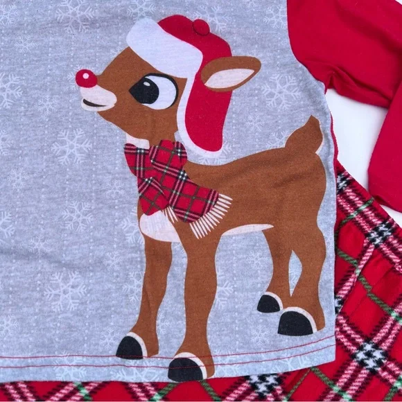 EUC Holiday Pajamas with Rudolph Size 3T - Picture 2 of 8